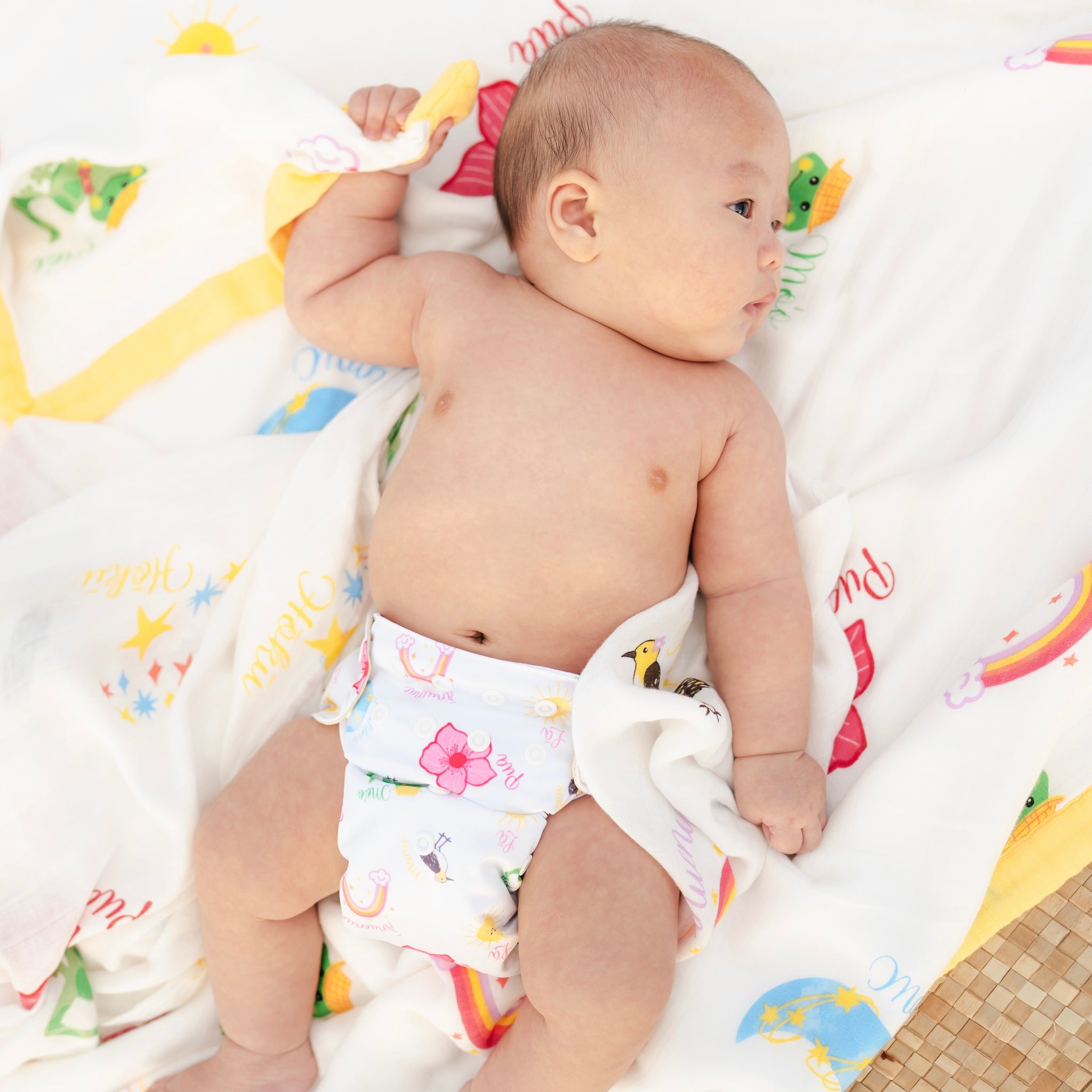 Baby in olelo keiki cloth diaper