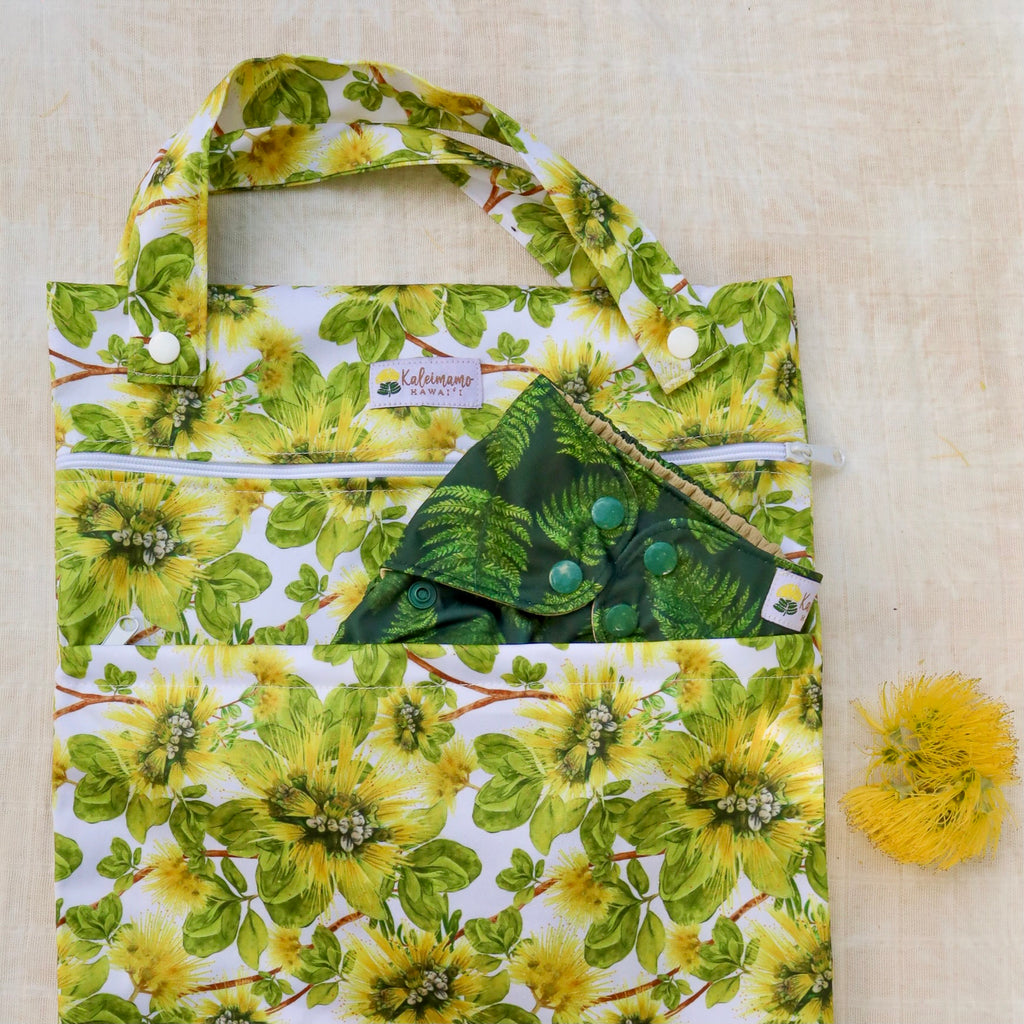 Kaleimamo lehua mamo wet bag palapalai cloth diaper