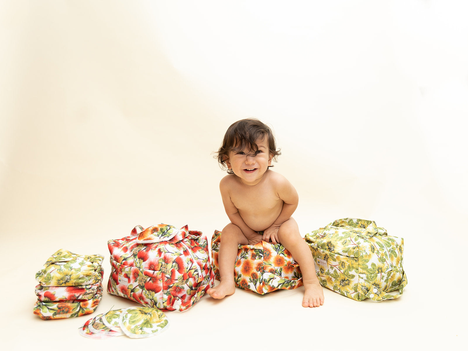child with cloth diaper