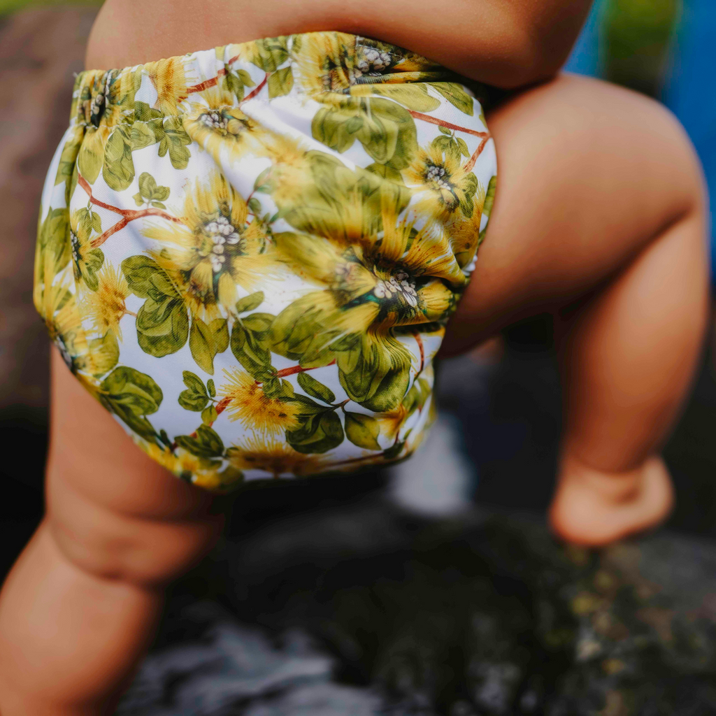 Lehua Mamo cloth diaper close-up baby in stream